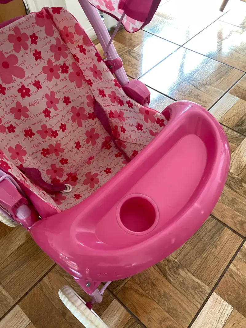 Coche de muñecas rosa floral - 4