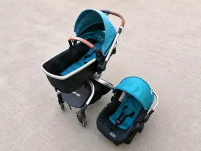 Coche para bebé color negro turquesa - miniatura 1
