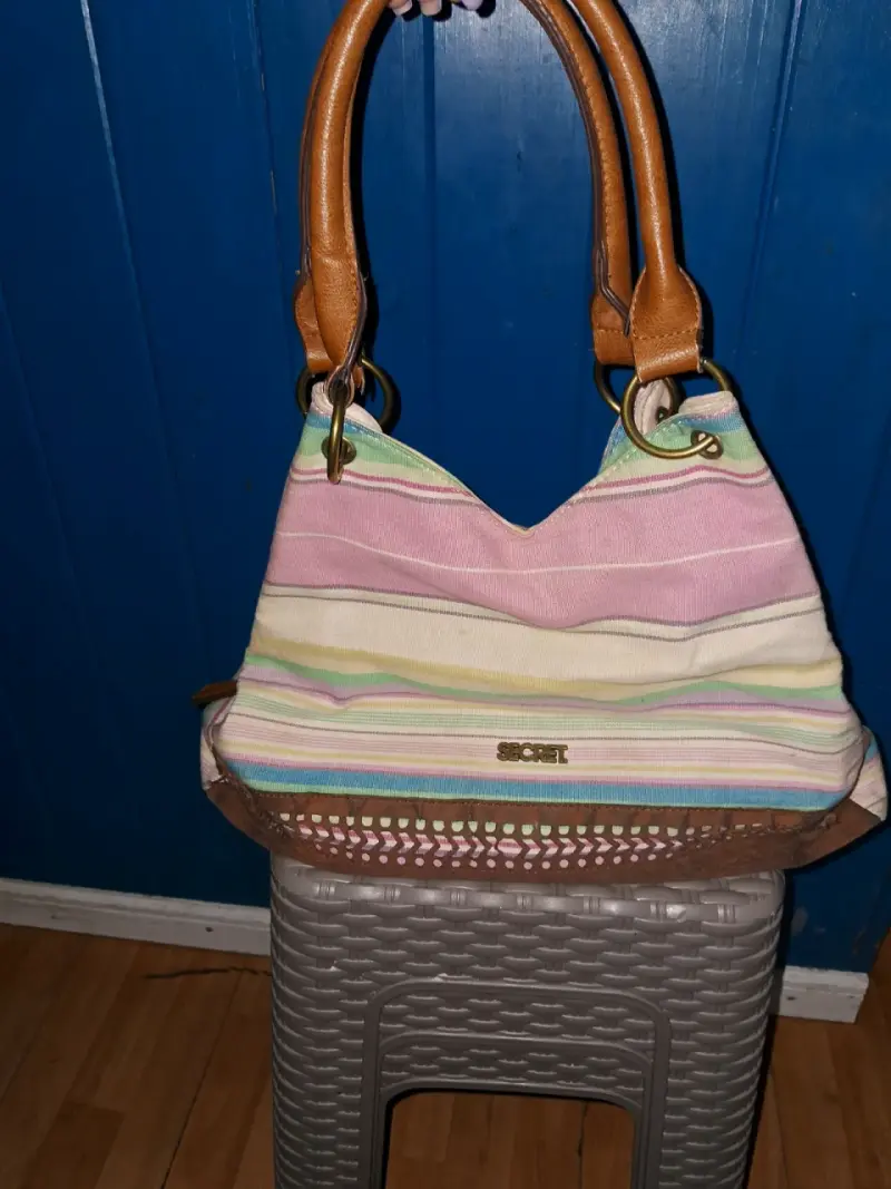 Bolso de tela a rayas Secret - 1