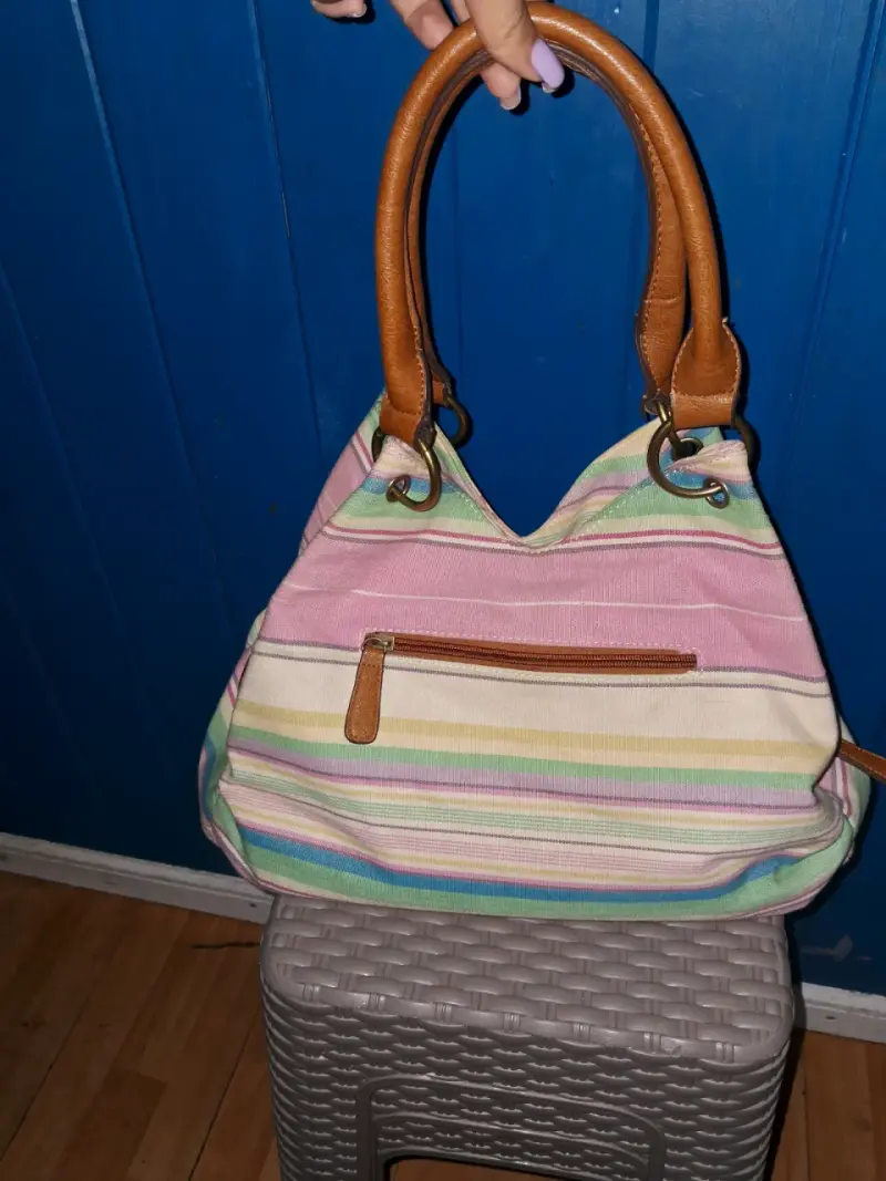 Bolso de tela a rayas Secret - 2
