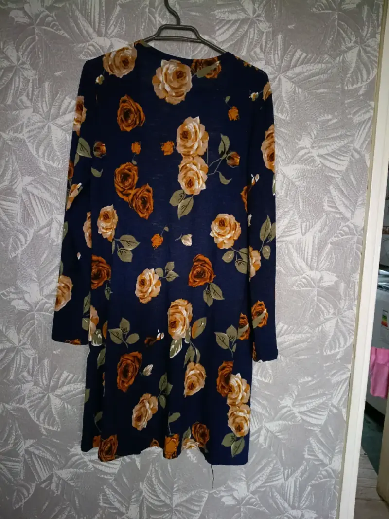 Cardigan floral azul y marrón - 3