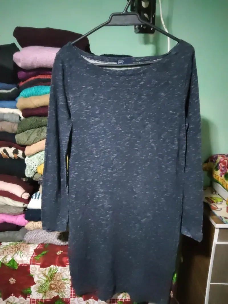 Vestido azul manga larga