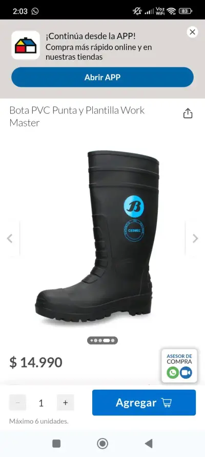 Bota PVC negra punta y plantilla - miniatura 3