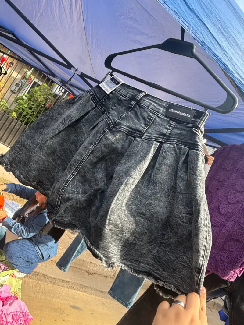 Falda denim gris desgastada - 2