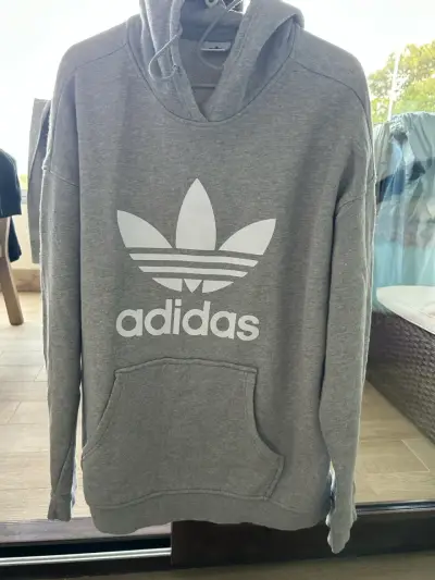 Polerón gris con capucha Adidas - miniatura 3