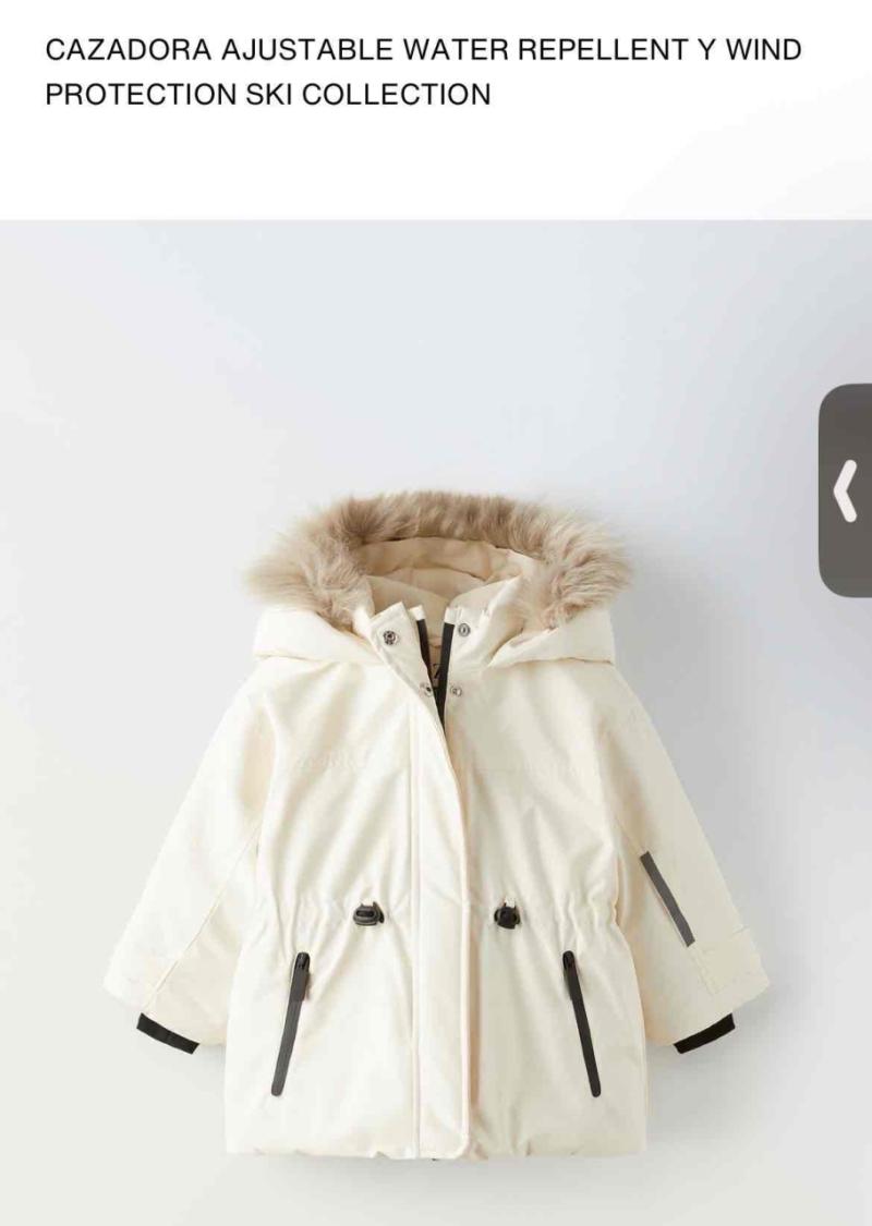 Cazadora ajustable blanca nieve, talla 4-5