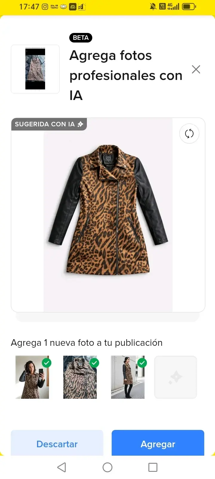 Abrigo leopardo con mangas cuero