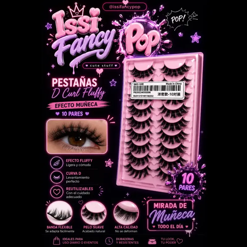 Pestañas D Curl Fluffy efecto muñeca