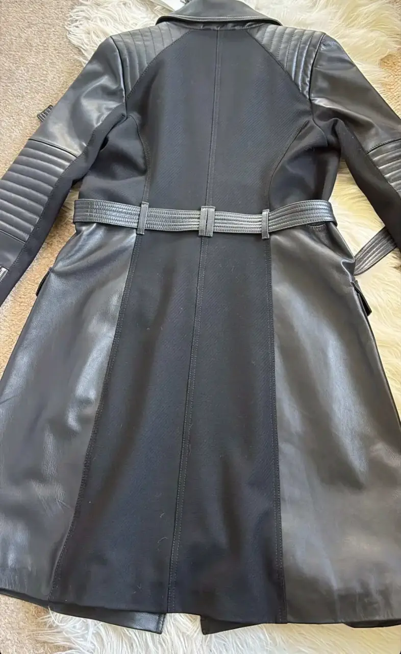 Abrigo de cuero negro Jazmin chebar nuevo con etiq - 4