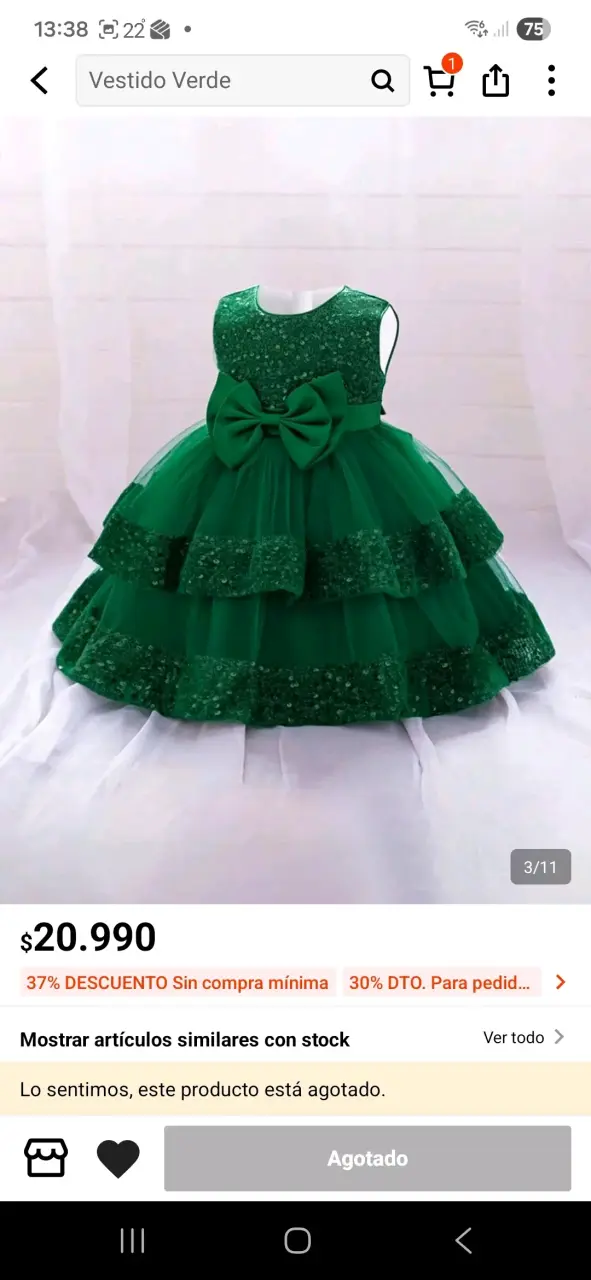 Vestido verde con lentejuelas para niña - 4