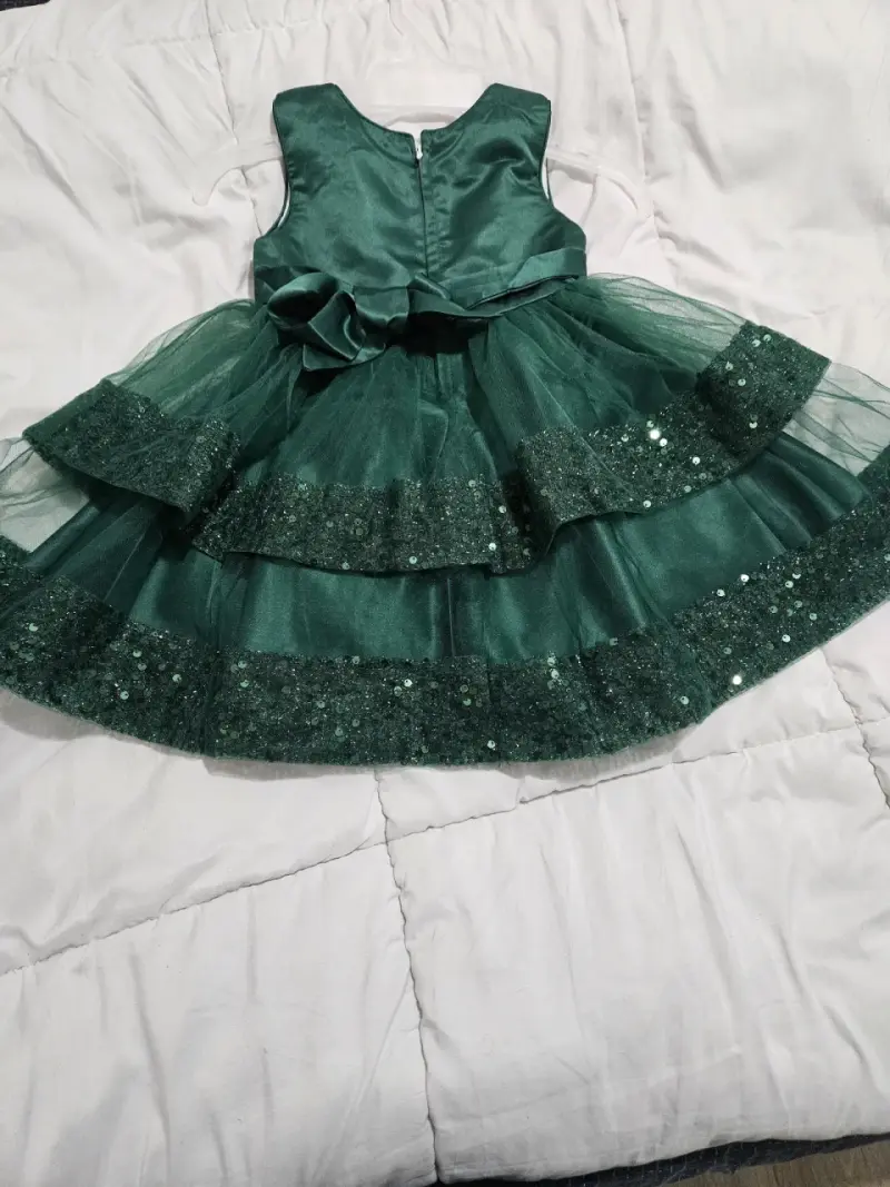 Vestido verde con lentejuelas para niña - 6