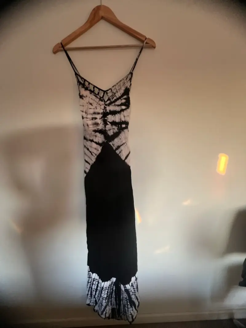 Vestido largo tie-dye blanco y negro - 2