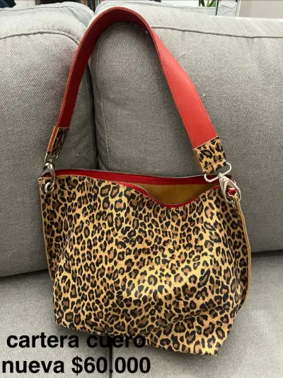 Cartera cuero estampado leopardo - miniatura 1