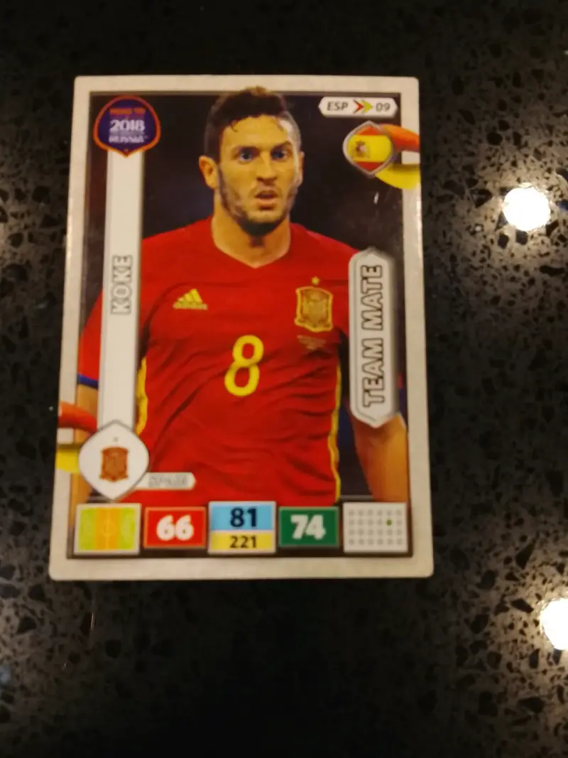 Tarjeta coleccionable de fútbol 2018