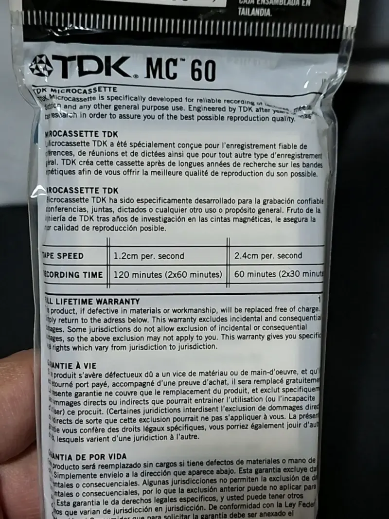 Pack de microcassettes TDK MC60 - 3