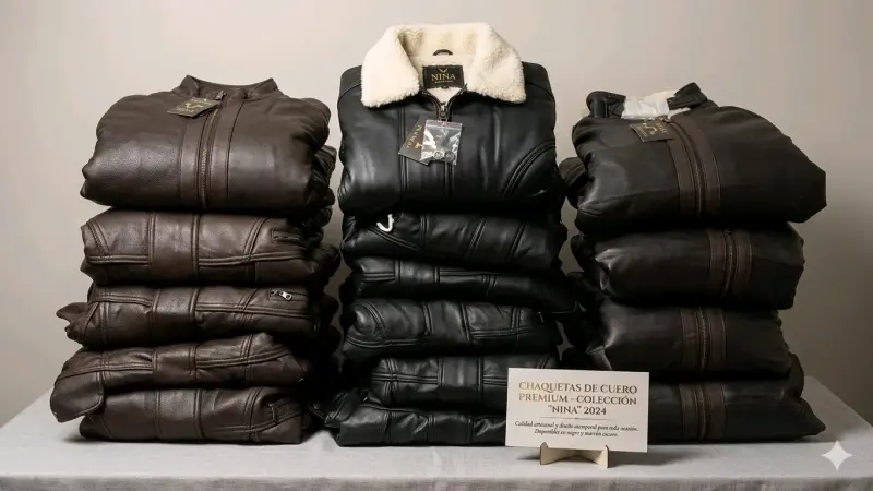 Chaqueta de cuero negro XINDA - 4