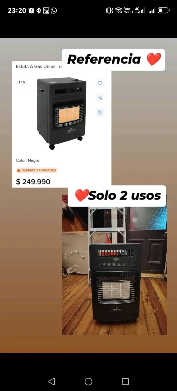Estufa a gas Ursus Trotter negra