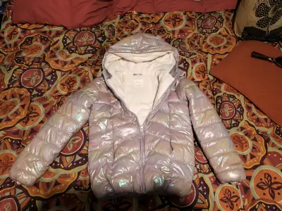 Chaqueta rosada acolchada metálica brillante - miniatura 1