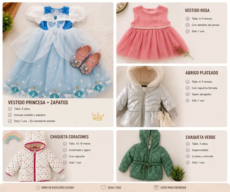 Vestido princesa con zapatos, parkas y vestido ros - 1