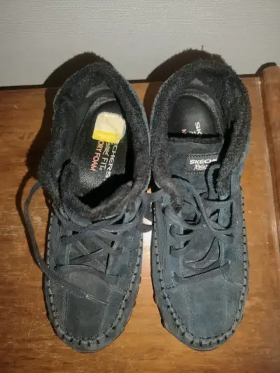 Botines casuales de gamuza negra skechers - miniatura 2