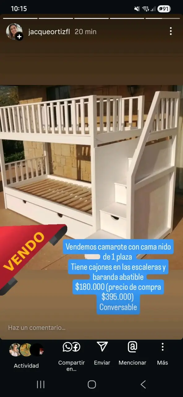 Camarote con cama nido blanca