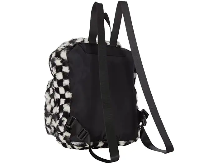 Mochila peluda (faux fur) ajedrez blanco y negro - 2