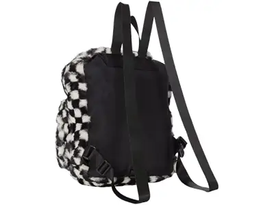 Mochila peluda (faux fur) ajedrez blanco y negro - miniatura 2