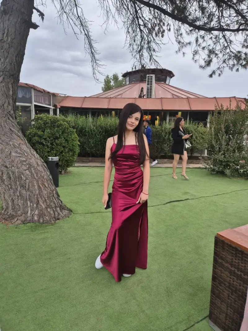 Vestido largo rojo,rosa palo,chalas y 👗 de huasa - 4