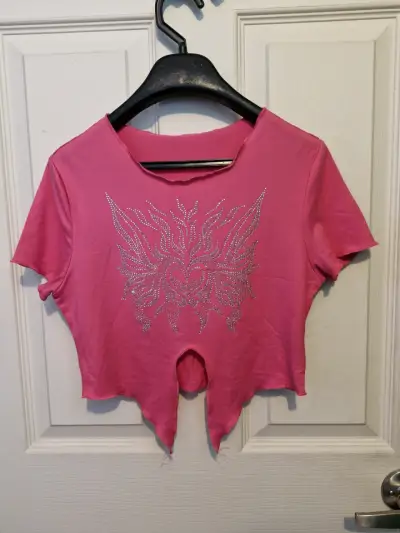Polera rosa corte asimétrico - miniatura 1