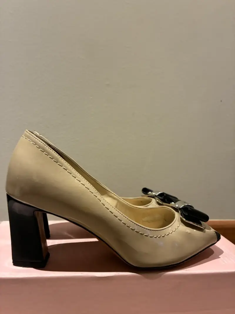 Zapatos brasileños, núm 36, tacón beige con lazo - 4