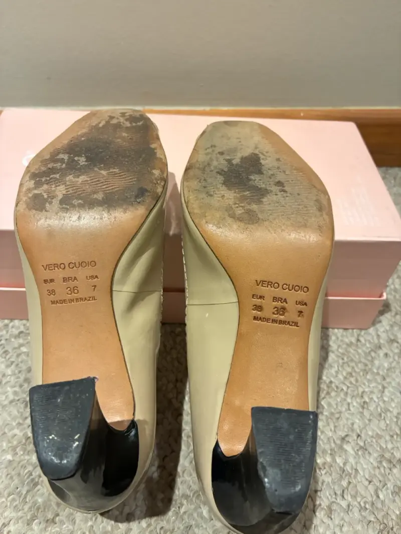 Zapatos brasileños, núm 36, tacón beige con lazo - 5