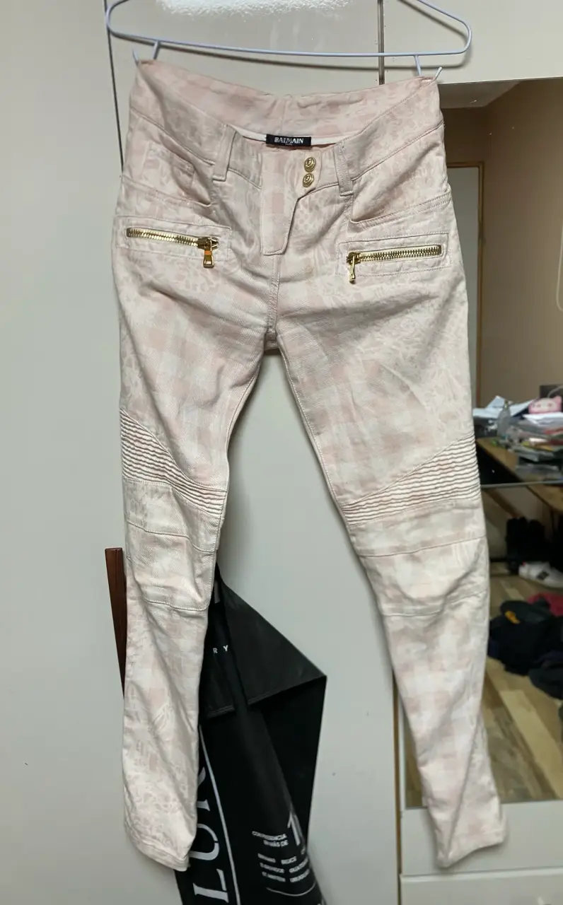 Pantalones Balmain de diseño rosado - 1