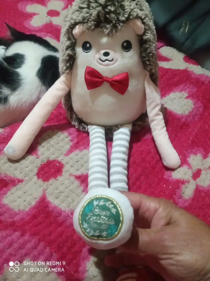 Peluche de erizo con moño rojo - 1
