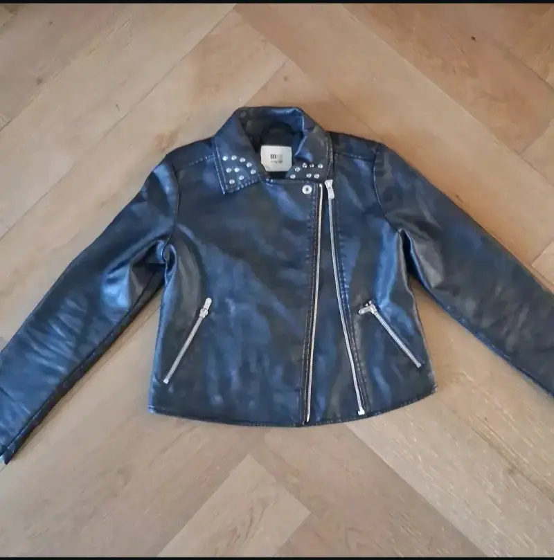 Chaqueta de cuero negra talla 12