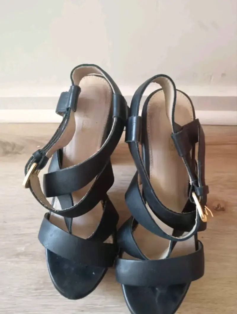 Sandalias cuero Gacel de plataforma negras - 2