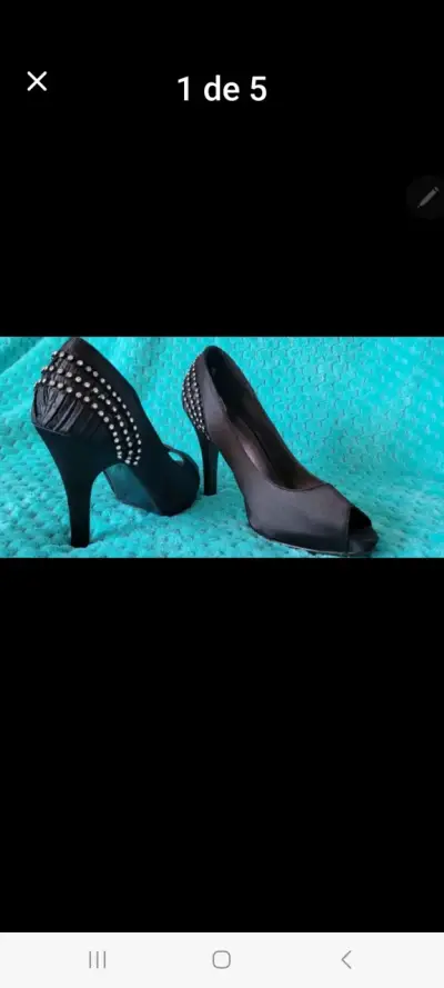 Tacones Petit. Negros fiesta. Simil gamuza - miniatura 1
