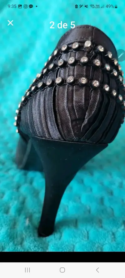 Tacones Petit. Negros fiesta. Simil gamuza - miniatura 2