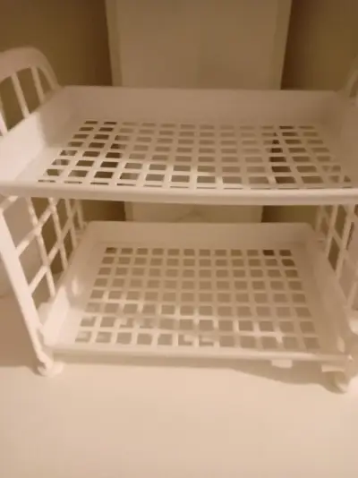 Estante plástico blanco de dos niveles desmontable - miniatura 1
