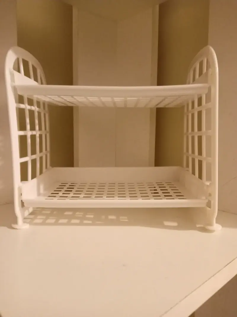 Estante plástico blanco de dos niveles desmontable - 2