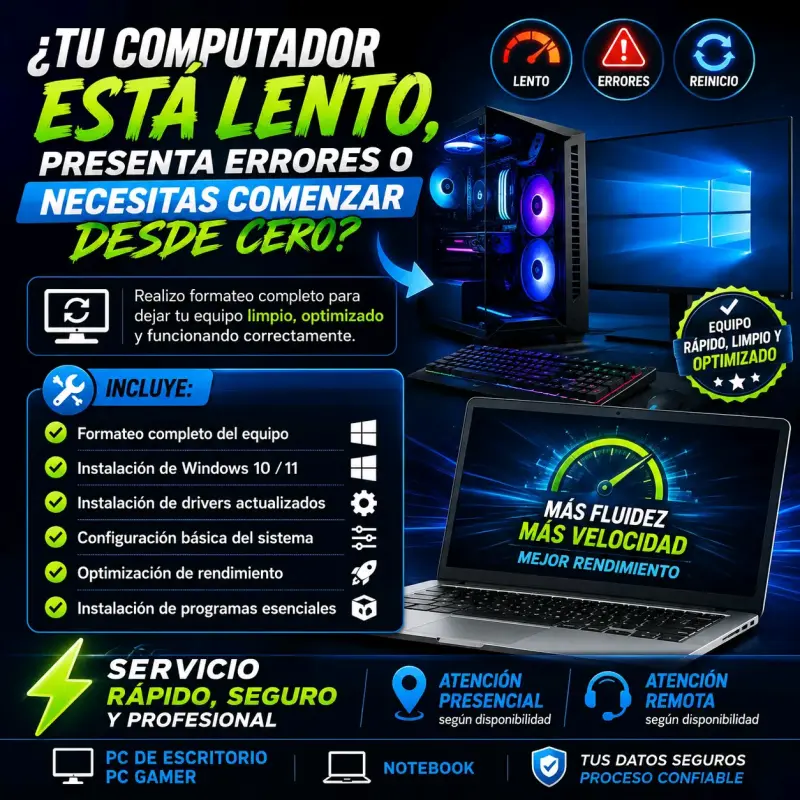 Formateo de PC y Notebook Profesional