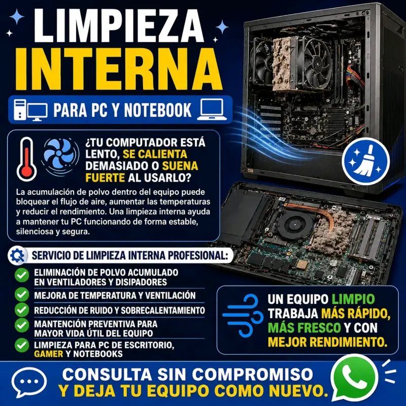 Servicio de limpieza interna para PC y Notebook