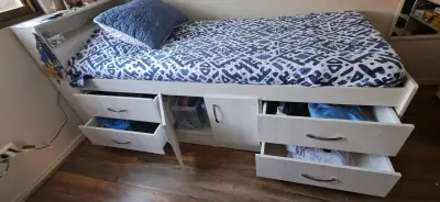 Cama de soltero con cajones - miniatura 4