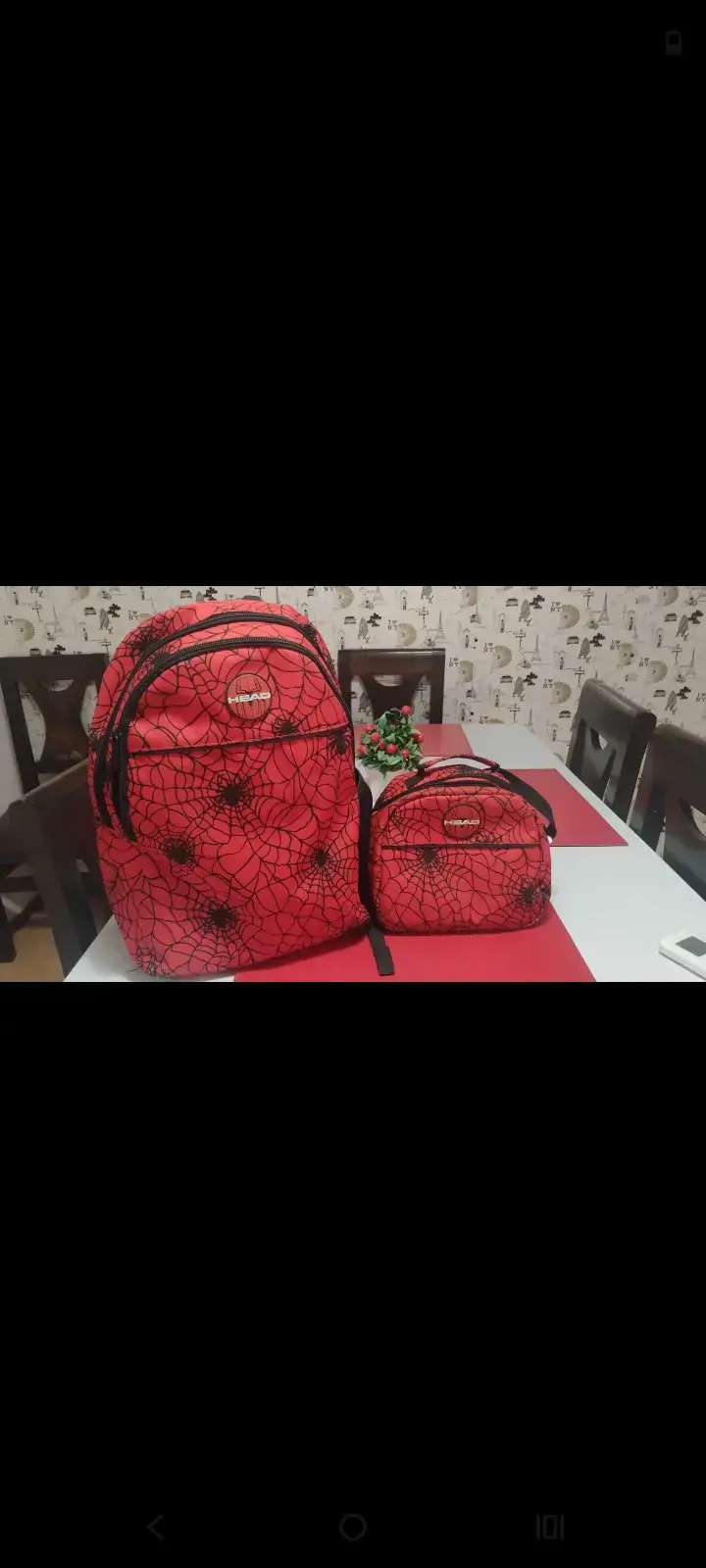Set de mochilas rojas estampadas