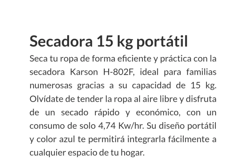 Secadora de ropa portátil Karson - 5