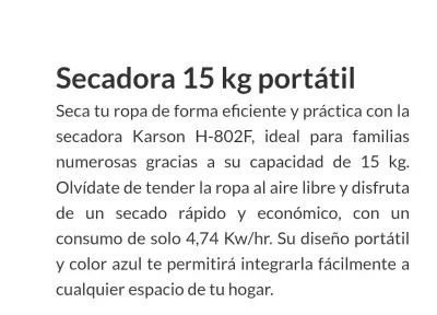 Secadora de ropa portátil Karson - miniatura 5