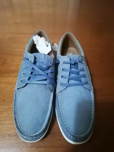 Zapatos de cuero azul casuales - miniatura 1