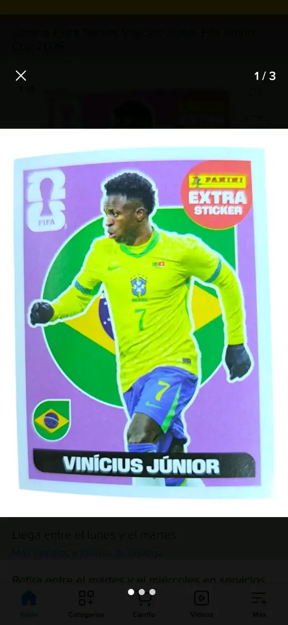 Lámina Panini Extra Vinicius Júnior