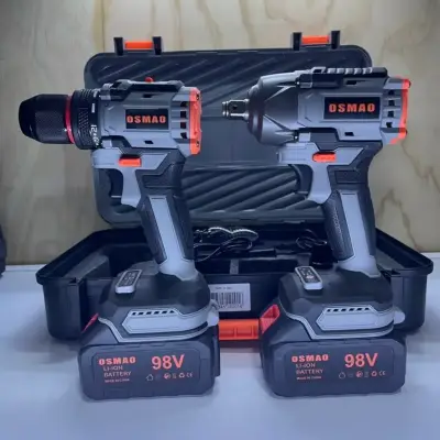 Kit taladro + llave de impacto + 2 baterías 98v - miniatura 1