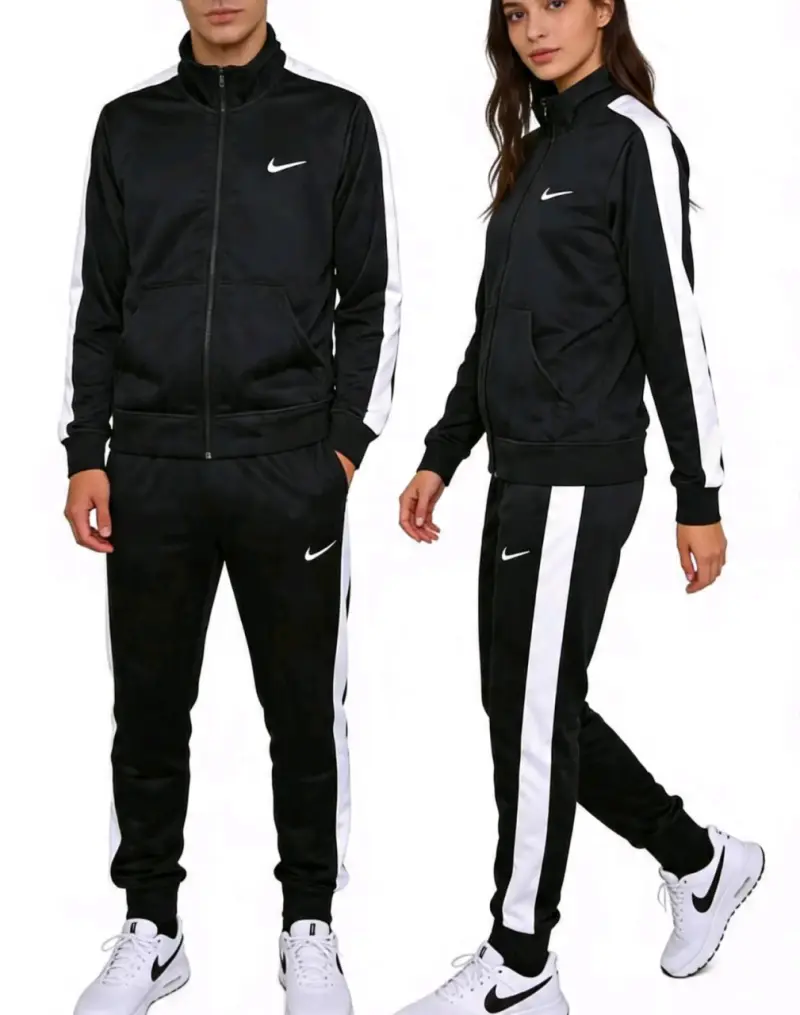 Traje deportivo unisex negro y blanco - 1