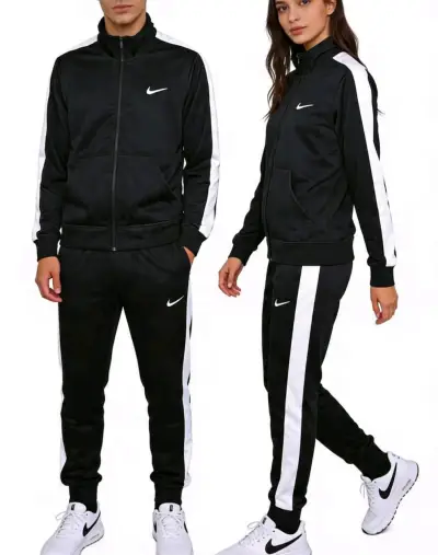 Traje deportivo unisex negro y blanco - miniatura 1